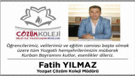 Çözüm Koleji Müdürü Yılmaz, Yozgat halkının bayramını kutladı