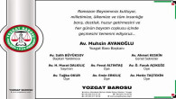 Yozgat Baro Başkanı Ayanoğlu ve Yönetim Kurulu Yozgat halkının Bayramını kutladı