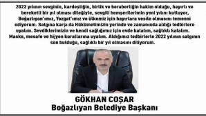 Boğazlıyan Belediye Başkanı Gökhan Coşar’dan yeni yıl mesajı
