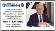 Hizmet İş Sendikası Yozgat Şube Başkanı Ferman Zararsız’dan kandil mesajı