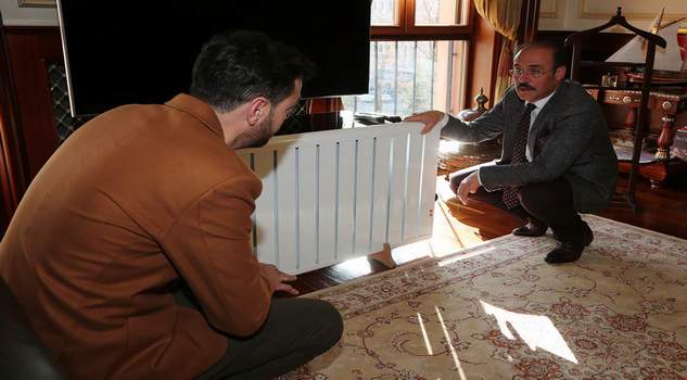Vali Yurtnaç, Isınmada yüzde 70 tasarruf sağlayan sistem geliştiren mucidi kabul etti