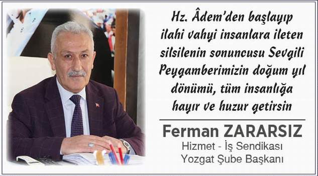 Hizmet İş Sendikası Başkanı Zararsız’dan kandil mesajı