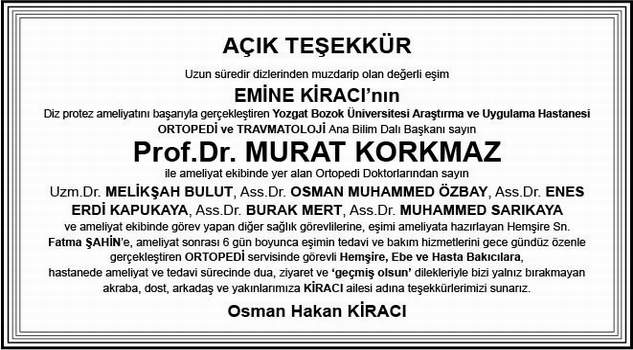 YGC Başkanı Kiracı’dan teşekkür