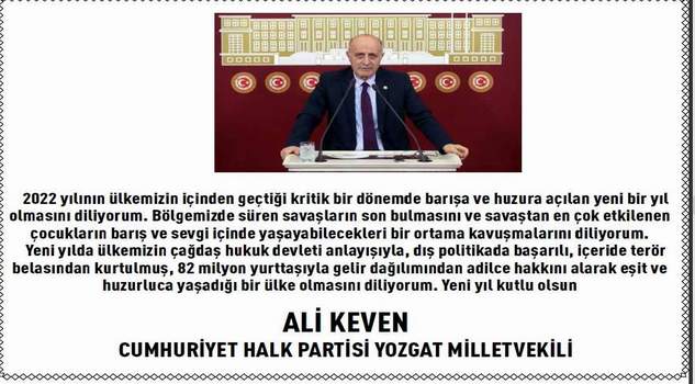 Milletvekili Ali Keven’den yeni yıl mesajı