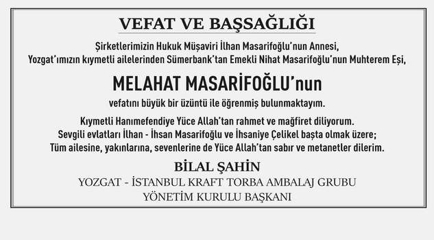 Bilal Şahin’den başsağlığı mesajı