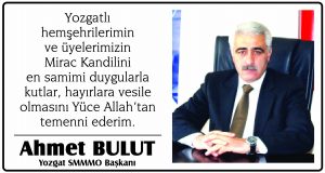 Yozgat SMMMO Başkanı Bulut’tan kandil mesajı
