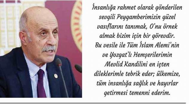 CHP Yozgat Milletvekili Ali Keven’den Mevlid Kandili mesajı