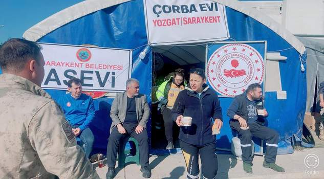  Saraykent çadırında 24 saat çorba ikramı