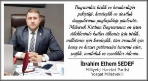 Milletvekili Sedef Yozgat halkının bayramını kutladı