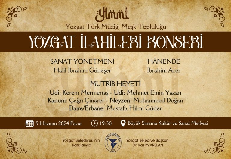 Yozgat’a özgü İlahiler seslendirilecek
