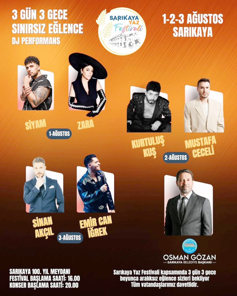 Ünlü isimler sarıkaya’da sahne alacak