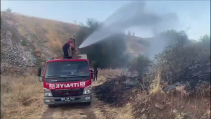 Yozgat’ta ot yangını büyümeden söndürüldü
