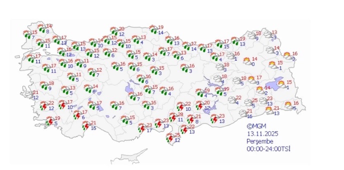 Perşembe günü 62 ilde yağmur bekleniyor