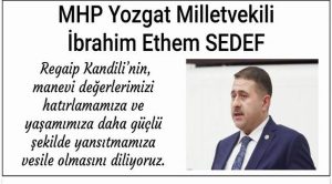 Milletvekili Sedef’ten kandil mesajı
