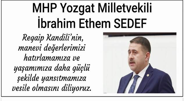 Milletvekili Sedef’ten kandil mesajı