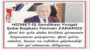 Başkan Zararsız’dan yeni yıl mesajı