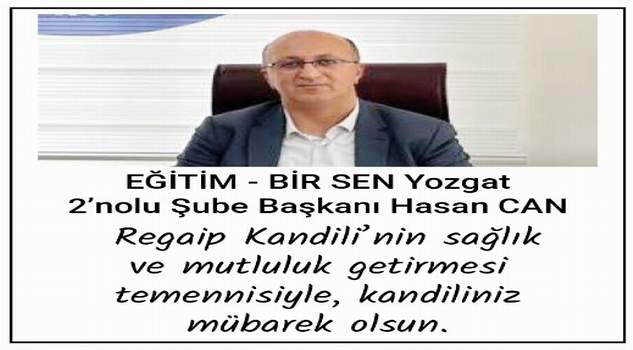 Can, üyeleri ve Yozgat halkının kandilini kutladı