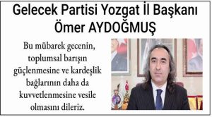 Başkan Aydoğmuş’dan kandil mesajı