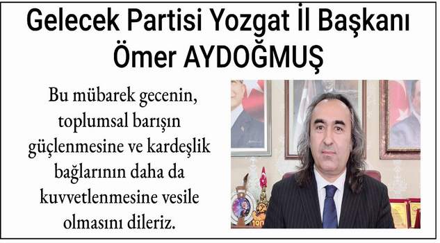 Başkan Aydoğmuş’dan kandil mesajı