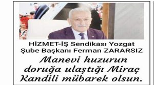Zararsız Yozgat halkının kandilini kutladı