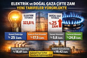 Elektrik ve doğal gaza yüzde 25 zam geldi