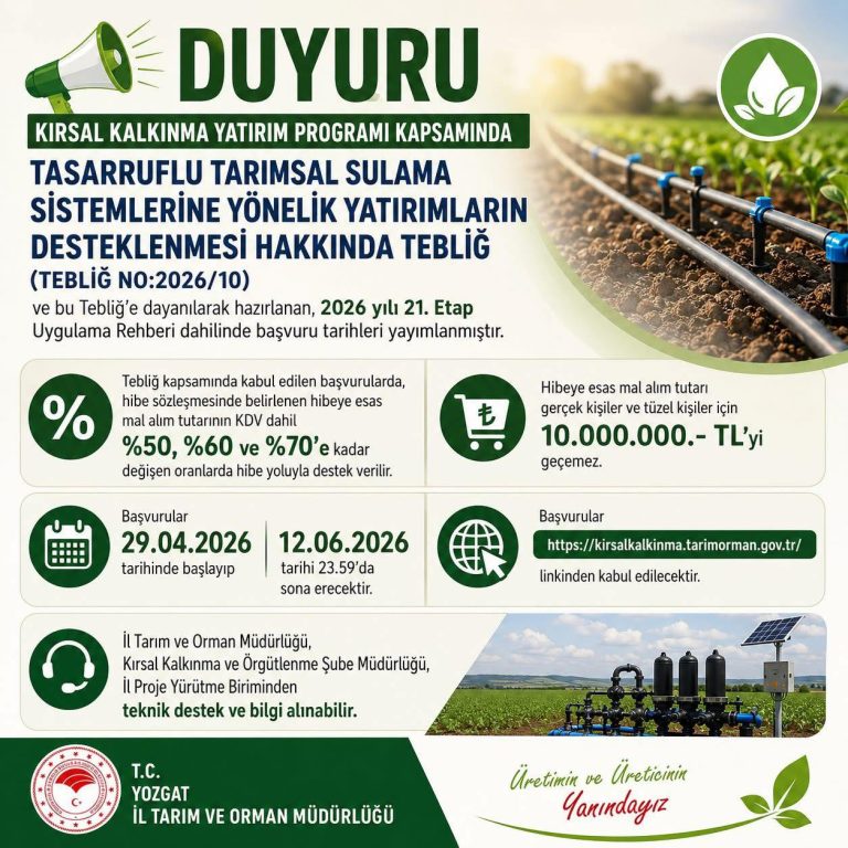Çiftçiye yüzde 70’e varan hibe