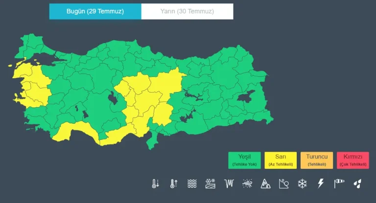 Yozgat için sarı kodlu uyarı