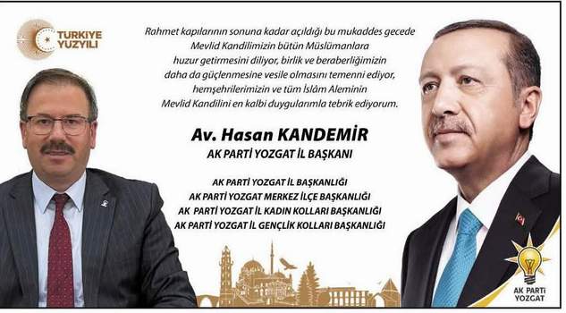 AK Parti Yozgat İl Başkanı Hasan Kandemir’den Kandil mesajı