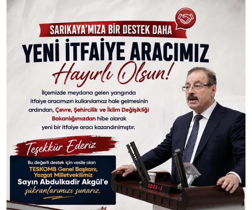 Sarıkaya Belediyesi’ne yeni itfaiye aracı