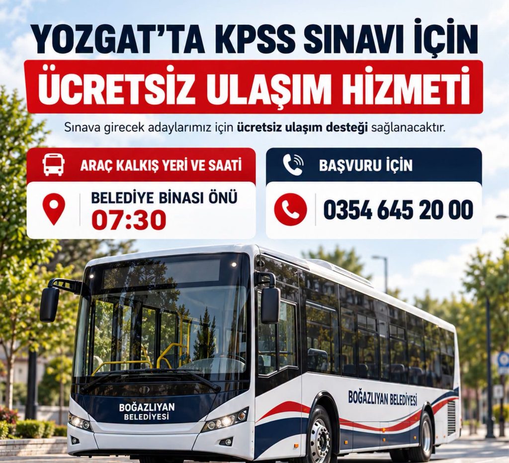 Boğazlıyan’dan KPSS adaylarına ücretsiz ulaşım desteği
